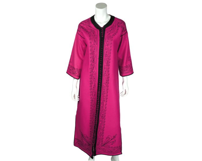 Vintage Moroccan Caftan Djellaba Magenta Wool Robe Coat Size M ...