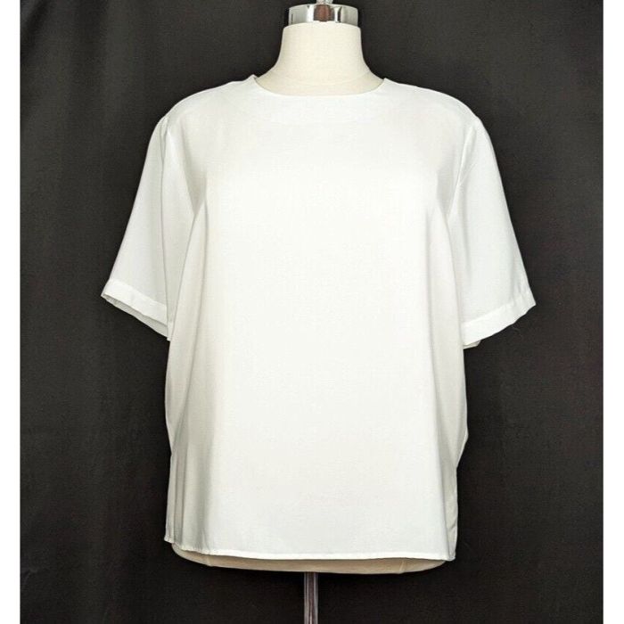 90s New Deadstock Blouse White Short Sleeve Sheer Shell by Notations ...