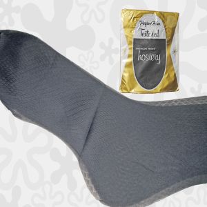 Flat Knit Textured Stockings Dark Gray Nylon, Unused Deadstock in Original Package ~ 60s