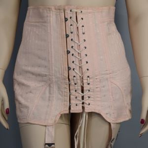 Pink Boned Antique 30s Corset Girdle Open Bottom with Suspenders Flex-O-Back by Crescent 2XL - Fashionconstellate.com