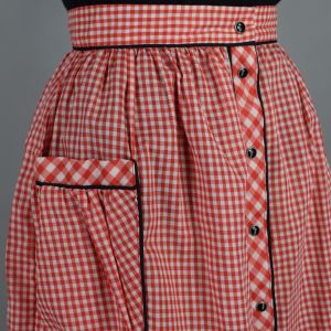 Western Pearl Snap Red & White Check Gingham Vintage 80s Skirt M - Fashionconstellate.com