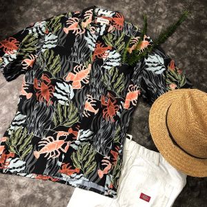 Mens Lobster Print Hawaiian Aloha Shirt Size L