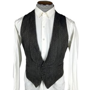 Vintage 1940s Silk Vest Mens Black Waistcoat Custom Tailored Size L Dated 1942 - Fashionconstellate.com