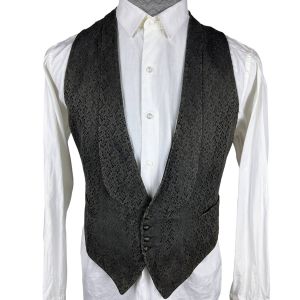Vintage 1940s Silk Vest Mens Black Waistcoat Custom Tailored Size L Dated 1942