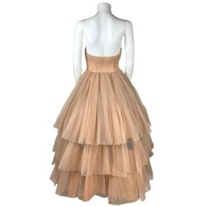 Vintage 1950s Tulle Dress Ball Gown 3 Piece Layered Netting Size Small - Fashionconstellate.com