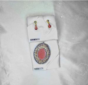1960s Goldstone Jewelry Set Screw Back Earrings, Gemstone Pendant On Dainty Chain - Fashionconstellate.com
