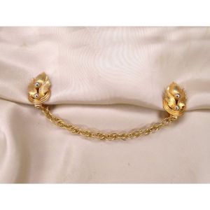 60s Sweater Guard Clip - Brushed Yellow Gold Tone - Fashionconstellate.com