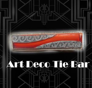 Art Deco Glass Tie Bar, Necktie Clip Clasp, Restored ~ 30s to 40s