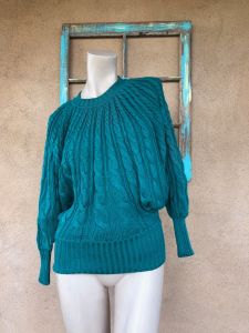 1980s Green Oversized Bat Wing Sweater OS