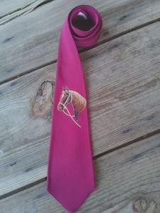 1940s Hand Painted Horse Necktie Equestrian Style