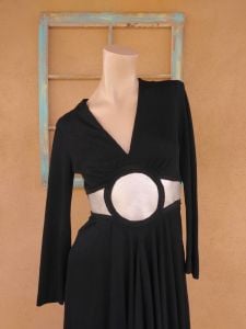 1970s Black Mod Space Age Maxi Dress Sz S  - Fashionconstellate.com
