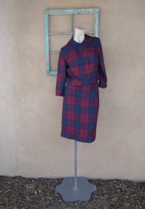 1960s Wool Suit Shadow Plaid Sz S W24 - Fashionconstellate.com