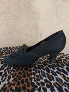 1920s Black Satin Shoes Evening Pumps - Fashionconstellate.com
