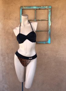 1980s Bikini Swimsuit Cheetah Print Bathing Suit Sz S M - Fashionconstellate.com