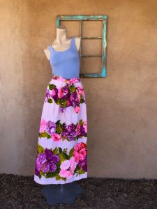 1960s Pink Barkcloth Maxi Skirt Hawaiian Style Sz  M L - Fashionconstellate.com