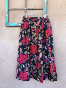 1960s Silk Floral Midi Skirt W28