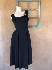 1950s Black Silk Dress w Bolero Jacket Sz S B36 W26.5 - Fashionconstellate.com