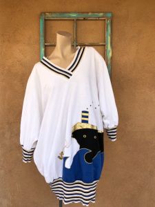 1980s Nautical Themed Oversized Slouch T Shirt  - Fashionconstellate.com
