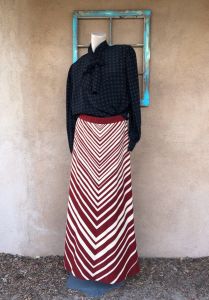 1970s Wool Maxi Skirt Chevron Striped Sz M L