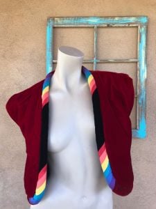 1980s Reversible Velvet Vest Rainbow Collar Unisex Sz M - Fashionconstellate.com