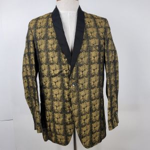 Vintage Towncraft Clothes Black & Gold 1940s-50s Dinner Jacket Smoking Coat
