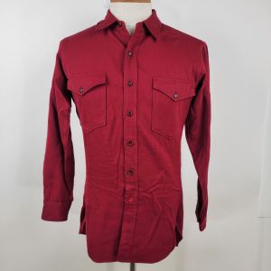 Vintage Pendleton Red Wool Long Sleeve Button Up Shirt Mens Size 15 1/2