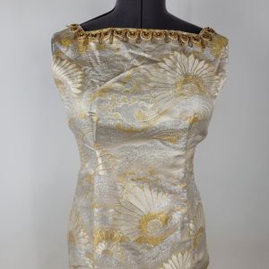 Vintage Gold & White Formal Full Length Beaded Neckline Dress - Fashionconstellate.com
