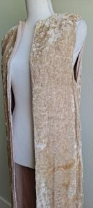 Vintage 1970's Whim's Shimmery Champagne Crushed Velvet Open Long Duster/Vest Free Size - Fashionconstellate.com