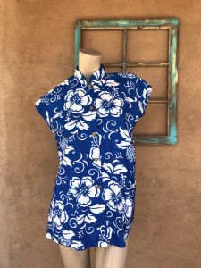 1960s Womens Floral Hawaiian Shirt Hookano Sz M L