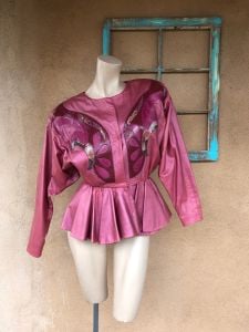 1980s Rosy Pink Leather Jacket Sz M