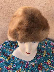 1960s Mink Fur Hat Autumn Haze Sz S