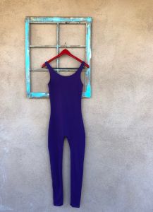 1980s Purple Workout Bodysuit Catsuit Sz M
