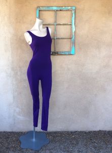 1980s Purple Workout Bodysuit Catsuit Sz M - Fashionconstellate.com