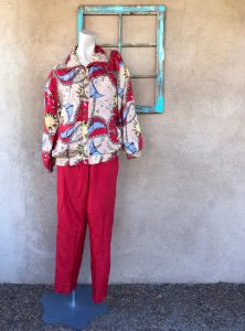1980s 1990s Silk Running Suit Athletic Pantsuit Sz M