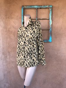 1980s 1990s Animal Print Rayon Blouse Marciano Guess Sz S M - Fashionconstellate.com