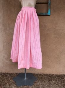1960s Pink Checked Gingham Skirt Sz XS W23 - Fashionconstellate.com