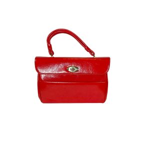 1960s red vinyl handbag shiny red purse