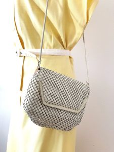 1960s Delill Cream Enameled Metal Mesh Shoulder Bag - Fashionconstellate.com