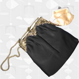 Formal Black Satin Shoulder Purse to Evening Handbag Is Regencycore Retro 50s