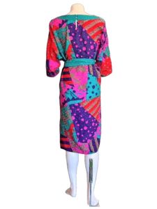 1980s silk graphic print dress  - Fashionconstellate.com