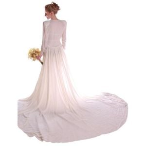 Stunning Vintage Winter White Silk Velvet Wedding Gown w/Train 1940s Size Small