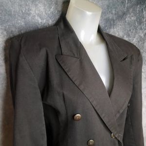 1980s Iconic Tailored Black Blazer VFG Double Breasted, Fitted, Big Shoulders! - Fashionconstellate.com
