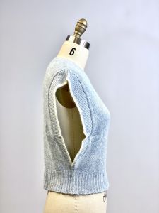Vintage Angora Wool Blend Knit Cropped Vest Heidi Womens M 1980s Blue Fairy Kei  - Fashionconstellate.com