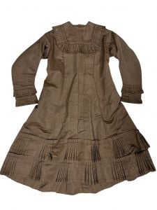 Antique 1870s Changeable SILK  YOUNG GIRLS DRESS Handsewn Abalone Buttons
