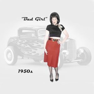 1970s Rockabilly Girl Pencil Skirt VFG Retro Secretary Straight Skirt