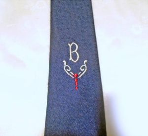 1950s Monogram Necktie Initial B, Narrow Thin Navy Blue Tie - Fashionconstellate.com