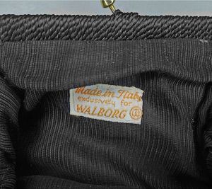 1950s Walborg Small Black Beaded Crochet Clutch, Collectible Mini Purse - Fashionconstellate.com