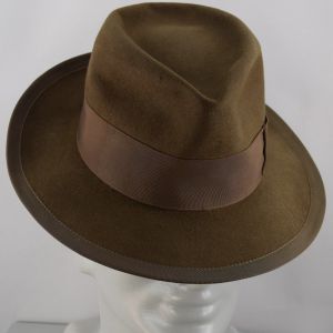 Olive Brown Stetson Medalist Three Way Vintage 40s Fedora Hat with Wide Brim  - Fashionconstellate.com