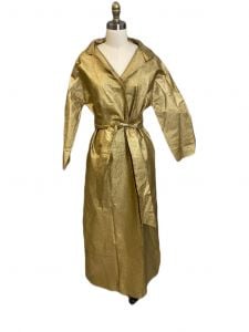 Vintage Metallic Gold Textured Mod Paper Trench Coat Wrap Never worn 1970s S/M - Fashionconstellate.com