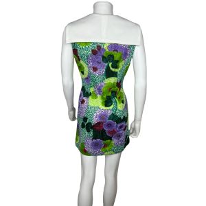 Vintage 1960s Mod Mini Dress Floral Pattern Flair Fashions Size L - Fashionconstellate.com